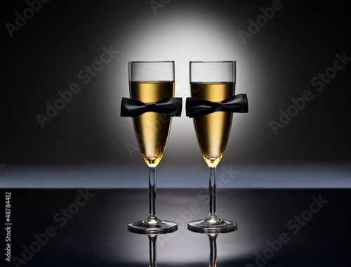 Photo: Champagne glasses with conceptual same sex decoration Champagne glasses with conceptual same sex decoration