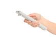 Beautiful woman hand with a tv remote control