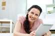 Foto: Female with touchpad Female with touchpad