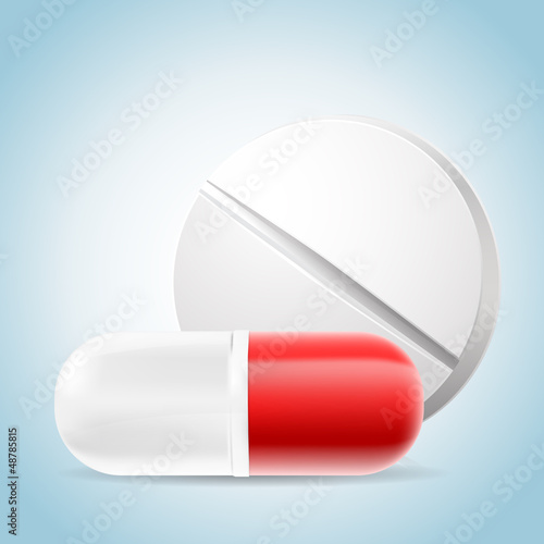 Vector: medical pills on blue background medical pills on blue background
