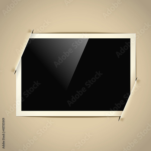 Vector: retro horizontal photo frame on paper background retro horizontal photo frame on paper background