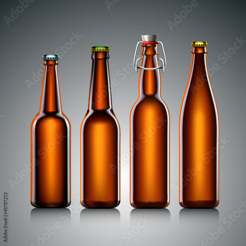 Vector: Beer bottle clear set with no label Beer bottle clear set with no label