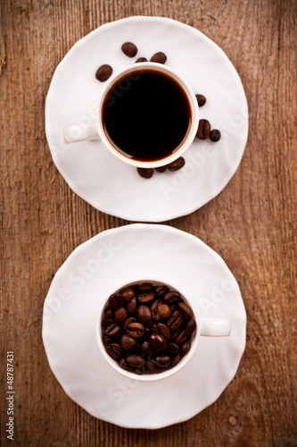 Photo: two cups full of coffee two cups full of coffee