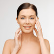 face and hands of beautiful woman
