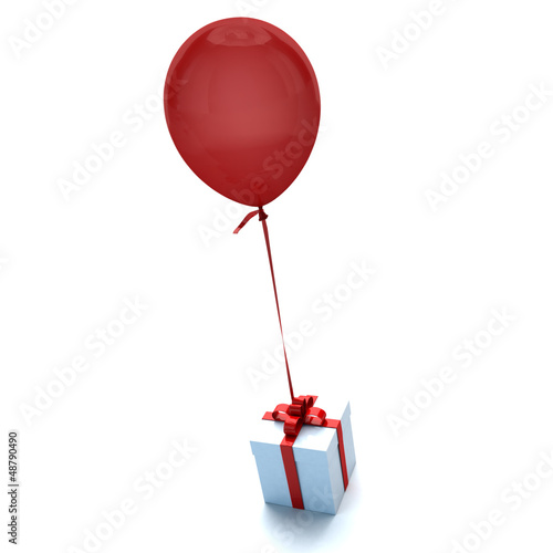 Illustration: Gift with balloon red Gift with balloon red