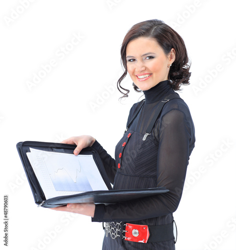 Photo: Nice business woman with the work plan. Nice business woman with the work plan.
