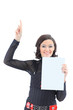 Beatiful business woman with a white banner