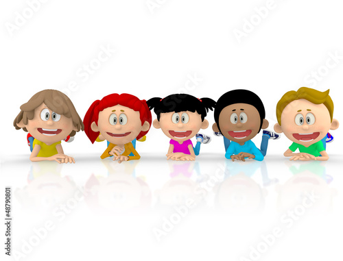 Illustration: 3D kids lying down 3D kids lying down