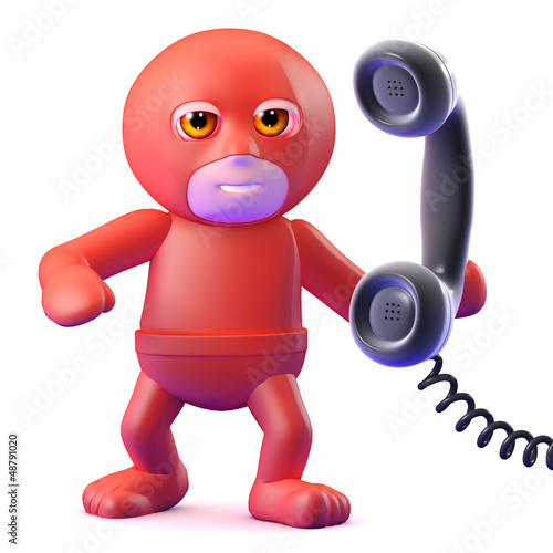 Illustration: Superhero answers the telephone Superhero answers the telephone