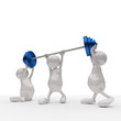 3D People Teamwork Holding Blue Weights