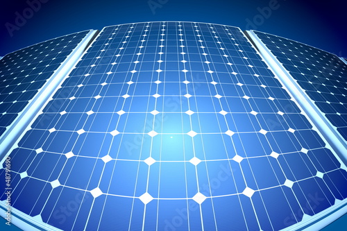 Illustration: Sunny solar blue shiny panel, closeup Sunny solar blue shiny panel, closeup