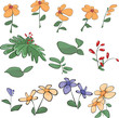 Vector: Flowers, grass, plants. Cartoon Flowers, grass, plants. Cartoon