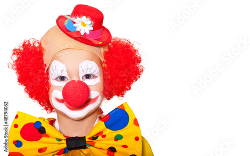 Photo: lachender Mädchenclown mit Textfreiraum lachender Mädchenclown mit Textfreiraum