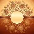 Vintage beige floral background with ribbon and label