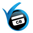 carte bancaire sur bouton validé bleu