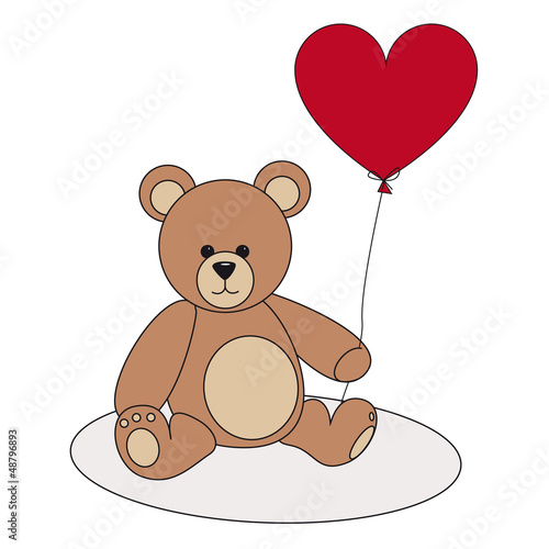 Vector: Teddy mit rotem Herzluftballon Teddy mit rotem Herzluftballon