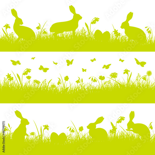 Vector: 3 Green Easter Header Meadow Bunny 3 Green Easter Header Meadow Bunny
