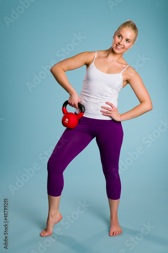 Photo: Girl and kettlebell Girl and kettlebell