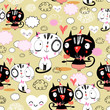 Seamless graphic pattern of loving cats