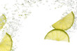 slices of lime in water isolated