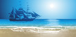 Old Ship Sailing Open Seas