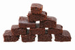 Chocolate brownies on white background