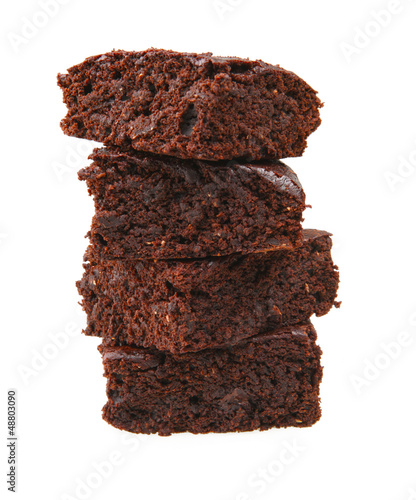 Photo: Chocolate brownies on white background Chocolate brownies on white background