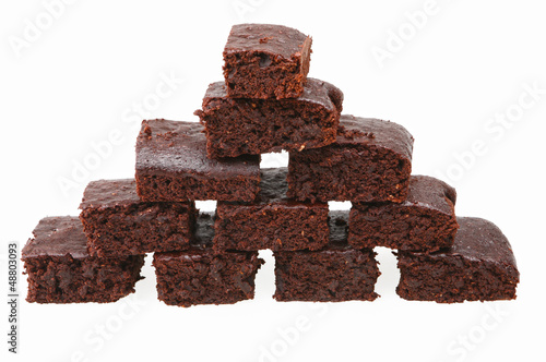 Photo: Chocolate brownies on white background Chocolate brownies on white background