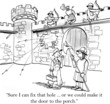 Maintenance man offers to fix the battle hole