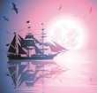 Old Ship Sailing Open Seas