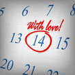 "With love" text written on calendar page. Valentines day greeti