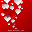 Vector: Abstract flying red and white hearts on red background. Valentin Abstract flying red and white hearts on red background. Valentin