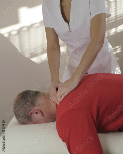 Photo: Working on trapezius muscle Working on trapezius muscle