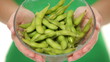 Soy beans - healthy food woman