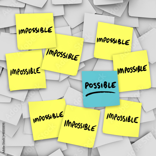 Illustration: Possible Vs Impossibility Sticky Notes Background Possible Vs Impossibility Sticky Notes Background