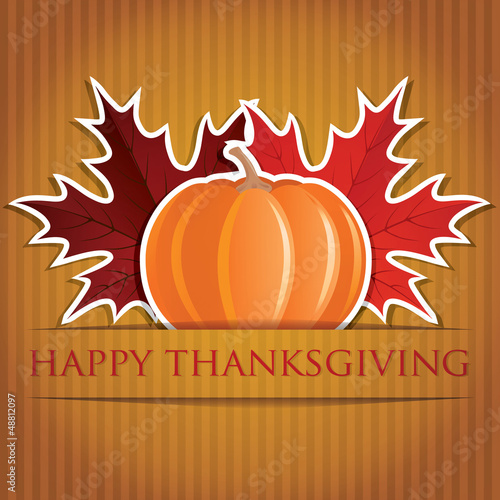 Vector: Pumpkin and maple leaf Thanksgiving card in vector format. Pumpkin and maple leaf Thanksgiving card in vector format.