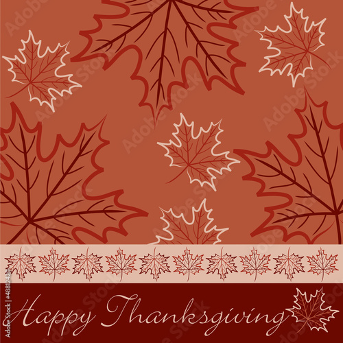 Vector: Hand drawn maple leaf Thanksgiving card in vector format. Hand drawn maple leaf Thanksgiving card in vector format.