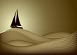 Sailing boat in the sea at sunset