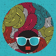 Black head woman with strange pattern hair.