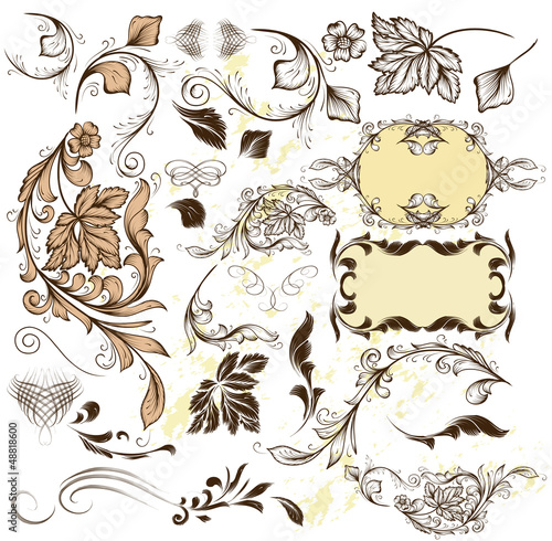 Vector: Set of calligraphic design elements and page decorations Set of calligraphic design elements and page decorations