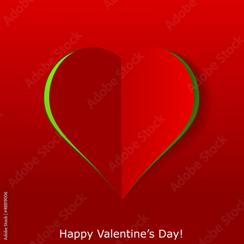 Vector: Abstract paper heart on red background. Valentines day greeting Abstract paper heart on red background. Valentines day greeting