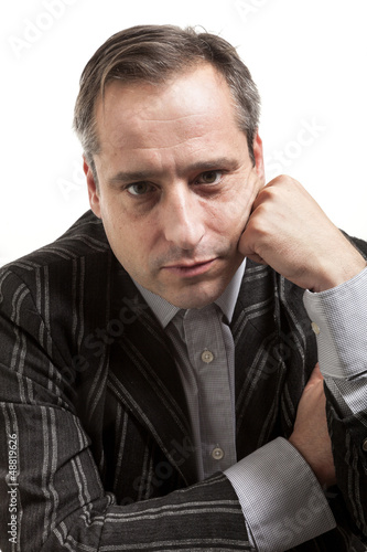 Photo: portrait of adult man, isolated on white background portrait of adult man, isolated on white background