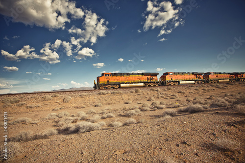 Photo: Cargo locomotive railroad in Arizona desert Cargo locomotive railroad in Arizona desert