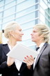 business woman man digital tablet