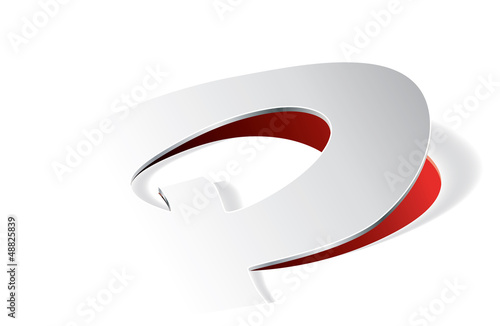 Vector: Paper folding with letter Q in perspective view Paper folding with letter Q in perspective view