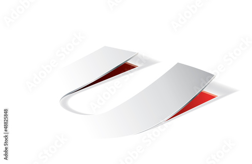 Vector: Paper folding with letter U in perspective view Paper folding with letter U in perspective view