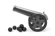 Illustration: Cannon with black bombs Cannon with black bombs