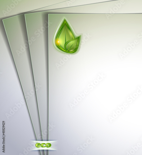 Vector: Blank Note Paper With Green Leaf Blank Note Paper With Green Leaf