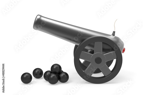 Illustration: Cannon with black bombs Cannon with black bombs