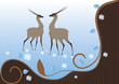 daisies on a blue background deer